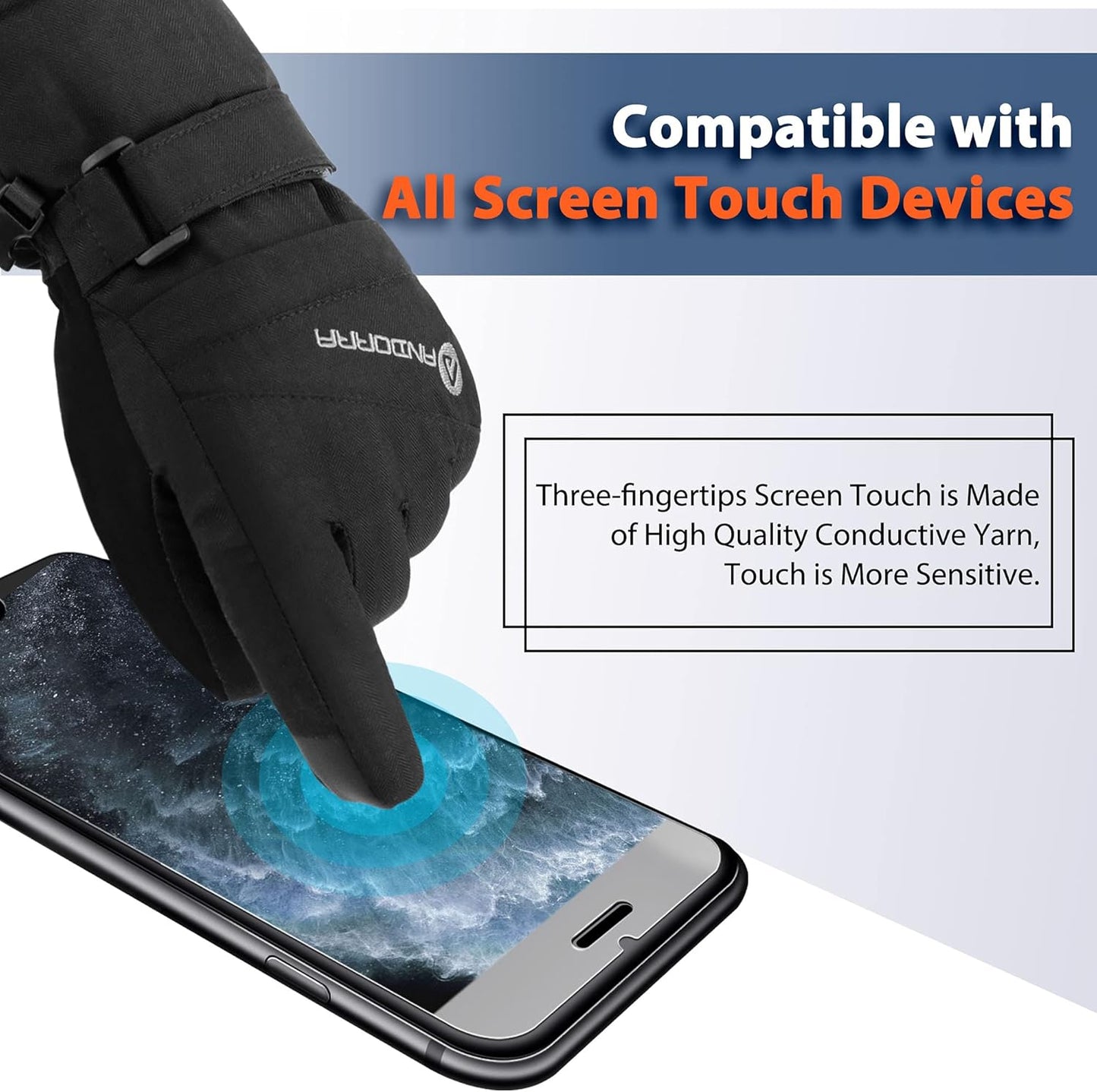 Women'S Waterproof Touchscreen Ski Gloves
