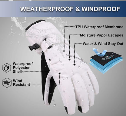 Women'S Waterproof Touchscreen Ski Gloves