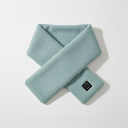 Light blue neck pillow on a white background