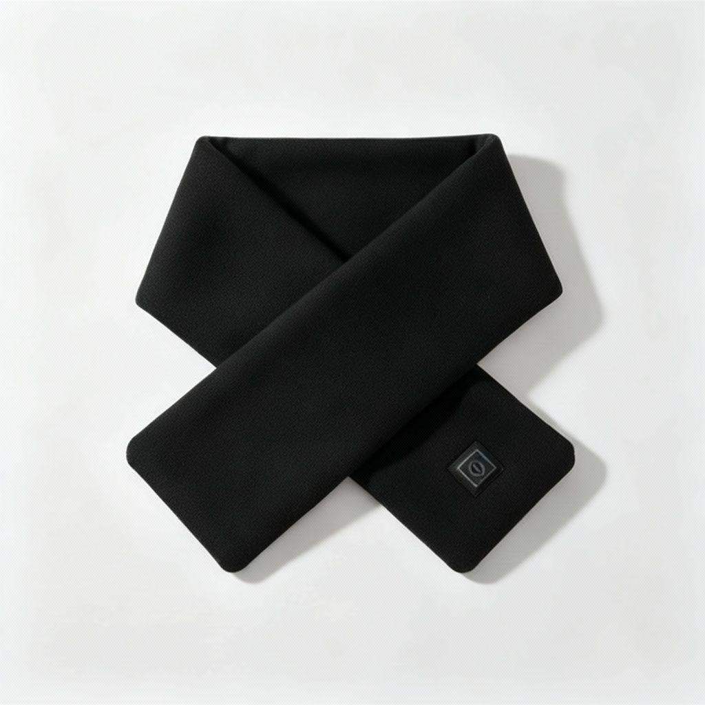 Black heating pad on a light gray background