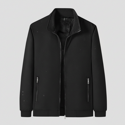 Black jacket on a snowy background with trees