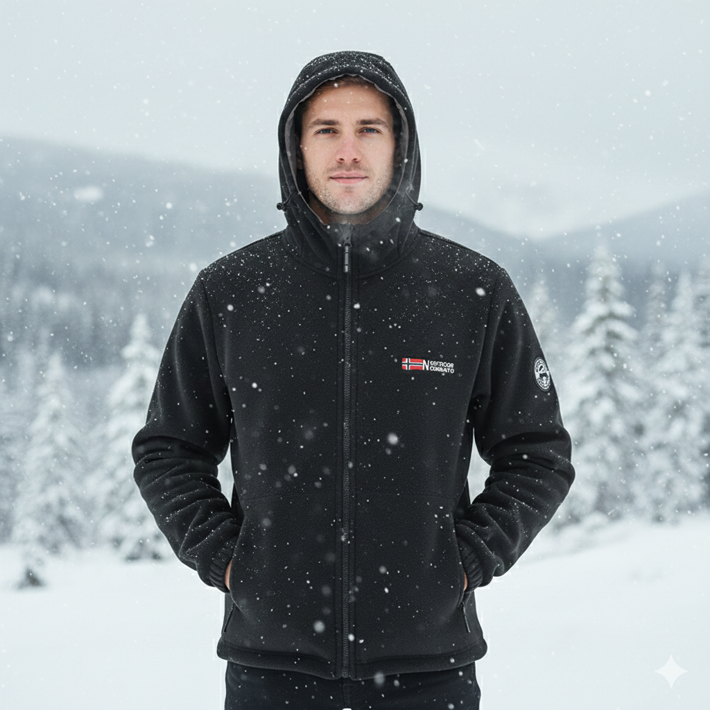 Men's Windproof Hooded Fleece Coat