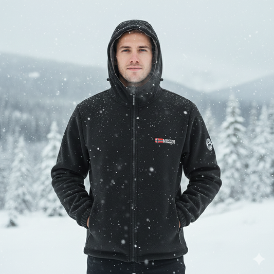Men's Windproof Hooded Fleece Coat