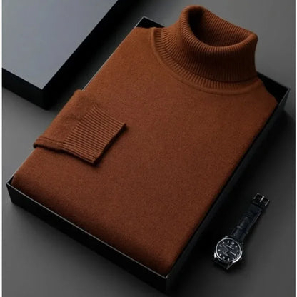 Elevate Your Style with Our Slim Fit Men's Turtleneck Pullover Sweater - Cozy Thin Wool for Autumn & Winter