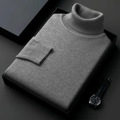 Elevate Your Style with Our Slim Fit Men's Turtleneck Pullover Sweater - Cozy Thin Wool for Autumn & Winter