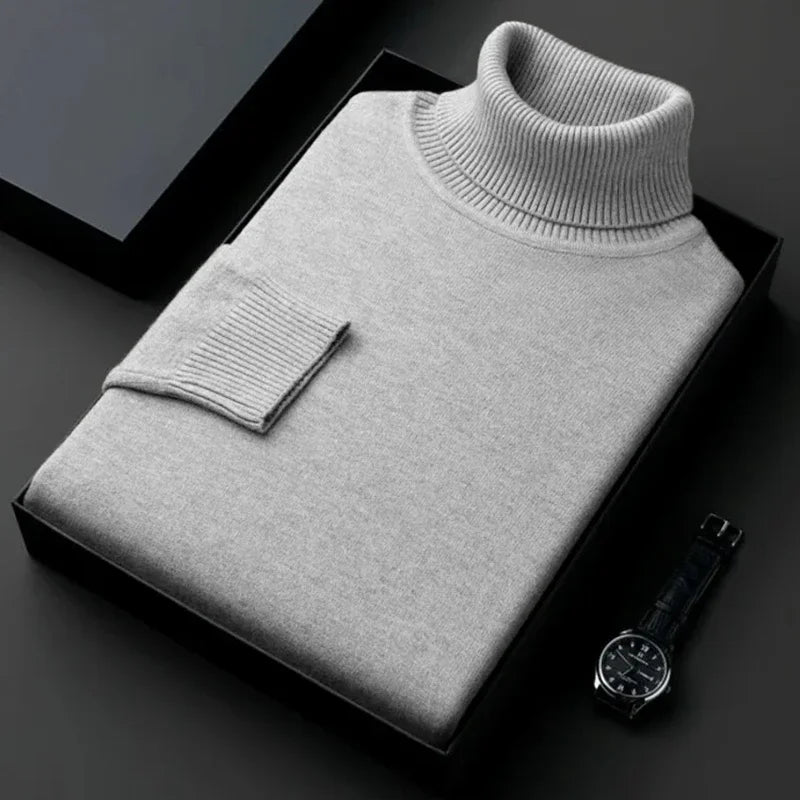 Elevate Your Style with Our Slim Fit Men's Turtleneck Pullover Sweater - Cozy Thin Wool for Autumn & Winter