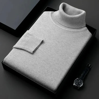 Elevate Your Style with Our Slim Fit Men's Turtleneck Pullover Sweater - Cozy Thin Wool for Autumn & Winter