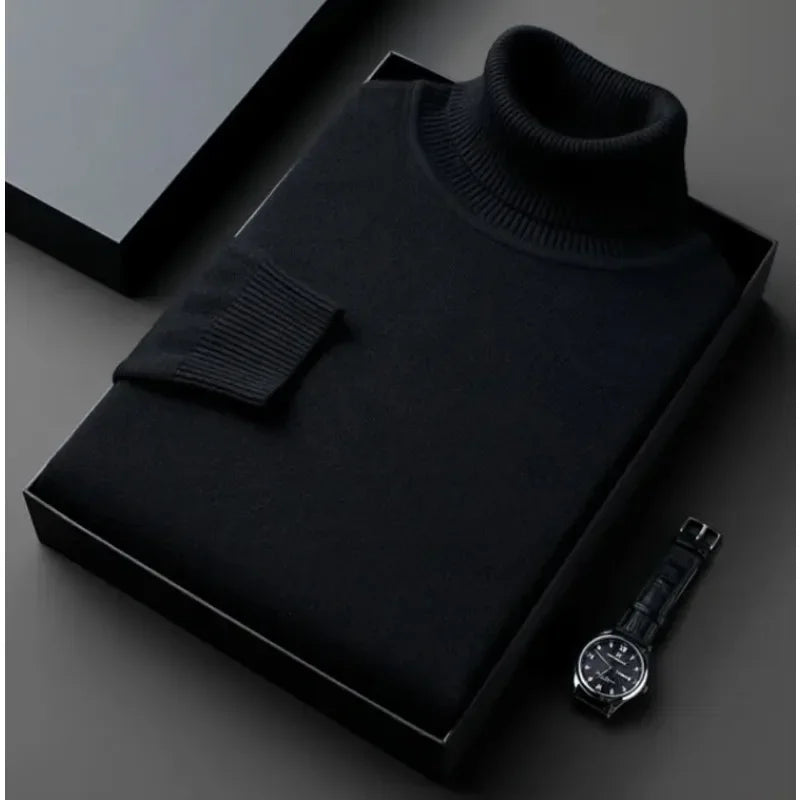 Elevate Your Style with Our Slim Fit Men's Turtleneck Pullover Sweater - Cozy Thin Wool for Autumn & Winter
