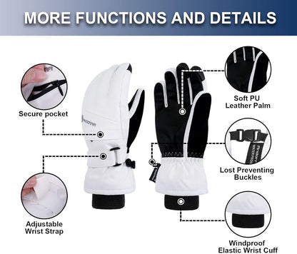 Women'S Waterproof Touchscreen Ski Gloves